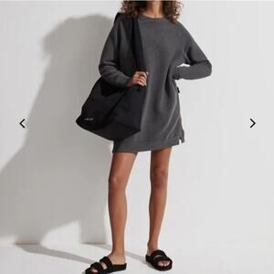 Varley Women's Albret Long Sleeve Mini Dress in Charcoal Marl